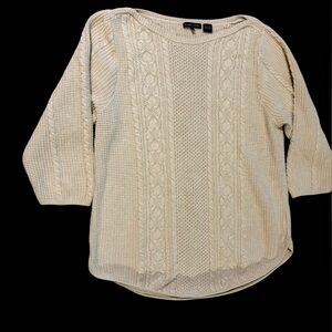 JEANNE PIERRE Cream Cable Knit Sweater EUC